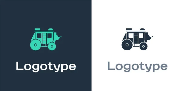 Logotype Western Stagecoach Icon 배경에 디자인 템플릿 일러스트 — 스톡 벡터
