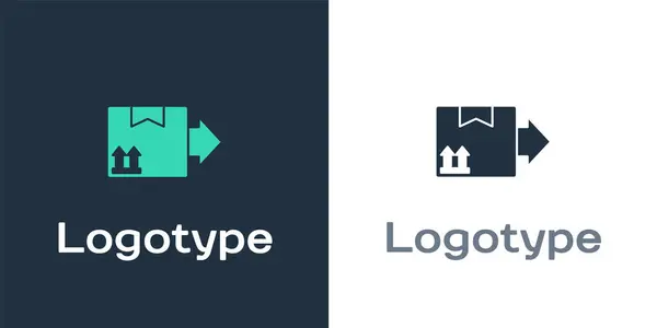 Logotype Caja Cartón Con Icono Símbolo Tráfico Aislado Sobre Fondo — Vector de stock