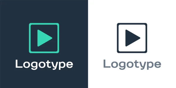 Logotype Παίξτε Τετράγωνο Εικονίδιο Που Απομονώνεται Λευκό Φόντο Στοιχείο Προτύπου — Διανυσματικό Αρχείο