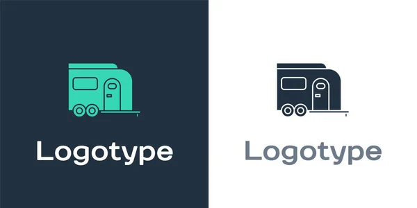 Logotype Camping Trailer Icon 배경에 분리되어 로고는 템플릿 요소를 디자인 — 스톡 벡터