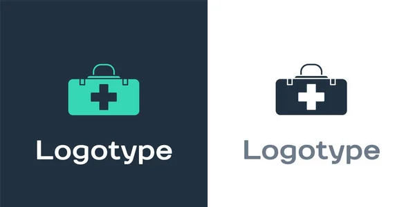 Logotype First Aid Kit Icon 배경에 분리되어 십자가가 로고는 템플릿 — 스톡 벡터