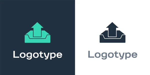 Logotype Uploaden Inbox Pictogram Geïsoleerd Witte Achtergrond Logo Ontwerp Template — Stockvector
