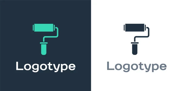 Logotype Paint Roller Brush Icon Isolated White Background Logo Design — Stock Vector