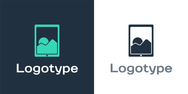 Logotype Grafische Tablet Pictogram Geïsoleerd Witte Achtergrond Logo Ontwerp Template — Stockvector
