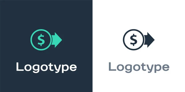 Logotype Muntgeld Met Dollarsymbool Pictogram Geïsoleerd Witte Achtergrond Bancaire Munt — Stockvector