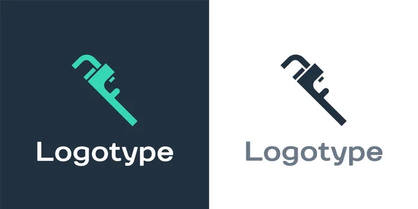 Logotype Pipe Ícone Chave Ajustável Isolado Fundo Branco Elemento Modelo —  Vetores de Stock