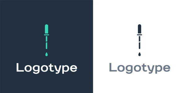 Logotype Pipette 아이콘은 배경에서 분리되었다 실험실 장비의 피펫과 떨어뜨린 의학의 — 스톡 벡터