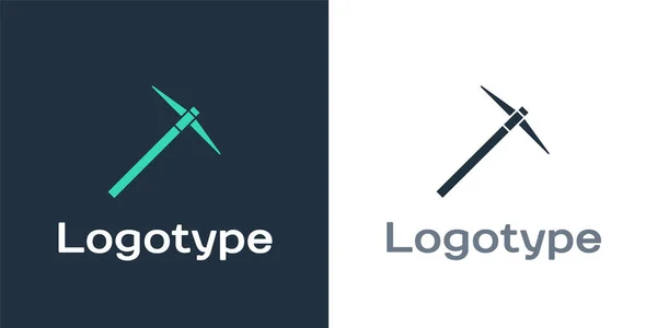 Ícone Logotype Pickaxe Isolado Fundo Branco Elemento Modelo Design Logotipo —  Vetores de Stock