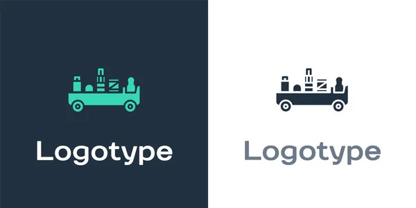 Logotyp Flygplats Bagage Bogsering Lastbil Ikon Isolerad Vit Bakgrund Flygplats — Stock vektor