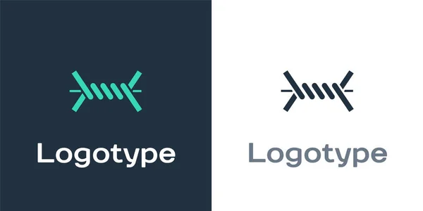 Logotype Szögesdrót Ikon Elszigetelt Fehér Alapon Logó Tervezési Sablon Elem — Stock Vector