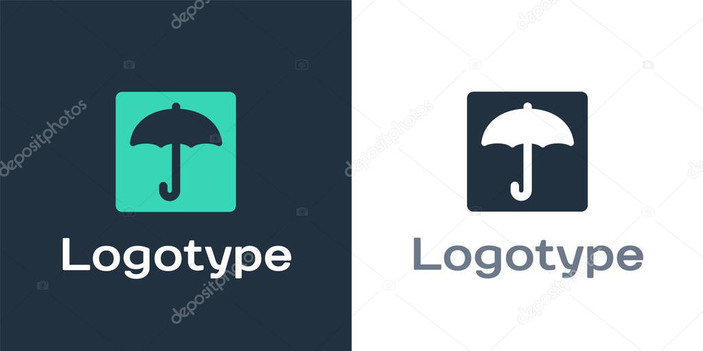 Logotype Umbrella icon isolated on white background. Waterproof icon. Protection, safety, security concept. Water resistant symbol. Logo design template element. Vector Illustration