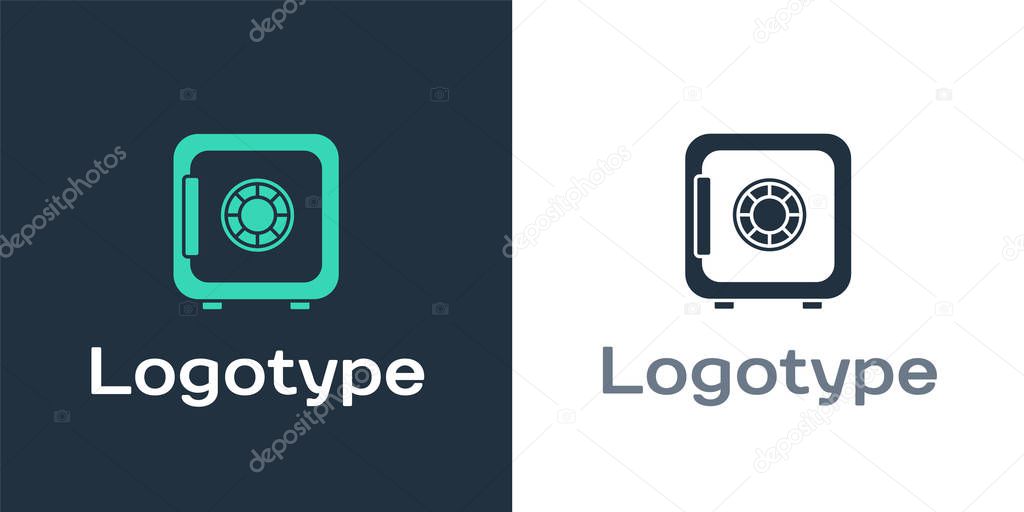 Logotype Safe icon isolated on white background. The door safe a bank vault with a combination lock. Reliable Data Protection. Logo design template element. Vector Illustration