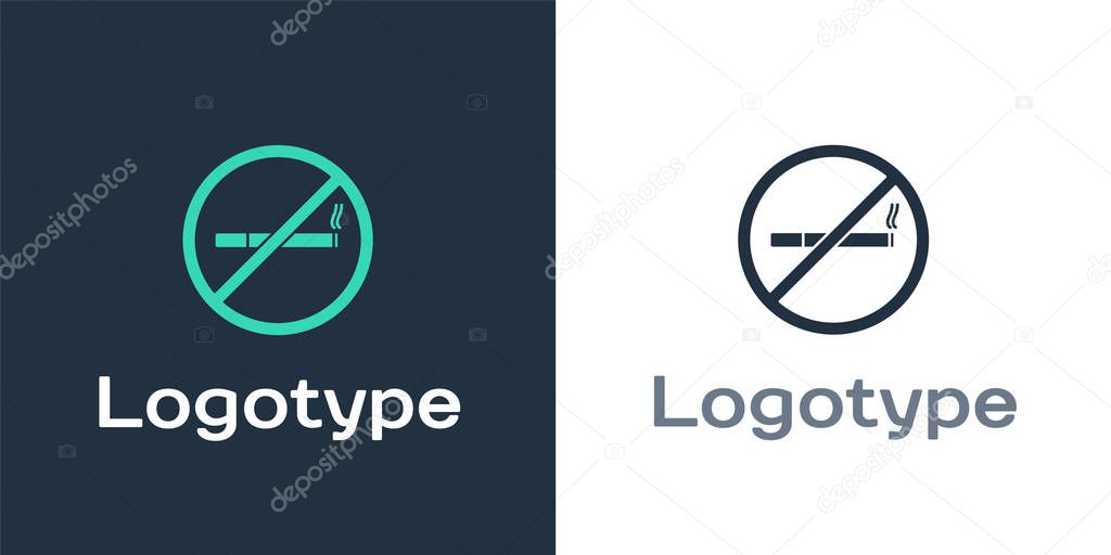 Logotype No Smoking icon isolated on white background. Cigarette symbol. Logo design template element. Vector Illustration