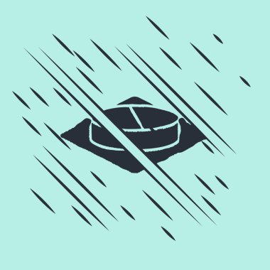 Yeşil arka planda siyah ilaç veya tablet ikonu var. Kapsül hapı ve uyuşturucu işareti. Eczane tasarımı. Arıza tarzı. Vektör İllüstrasyonu