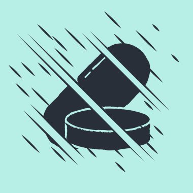 Yeşil arka planda siyah ilaç veya tablet ikonu var. Kapsül hapı ve uyuşturucu işareti. Eczane tasarımı. Arıza tarzı. Vektör İllüstrasyonu