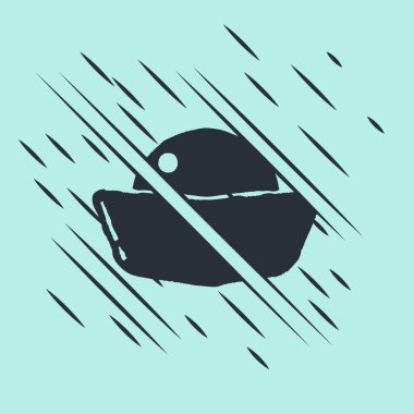 Yeşil arka planda siyah suşi simgesi izole edildi. Geleneksel Japon yemekleri. Arıza tarzı. Vektör İllüstrasyonu