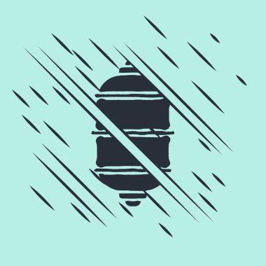 Yeşil arka planda siyah Çin kağıt fener ikonu izole. Arıza tarzı. Vektör İllüstrasyonu