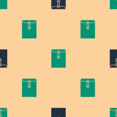 Yeşil ve siyah Zarf simgesi, bej arkaplandaki kusursuz deseni izole etti. E- posta mektup sembolü. Vektör İllüstrasyonu