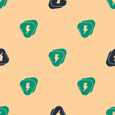 Yeşil ve siyah Gitar Seçme ikonu bej arkaplandaki kusursuz deseni izole etti. Müzik aleti. Vektör İllüstrasyonu