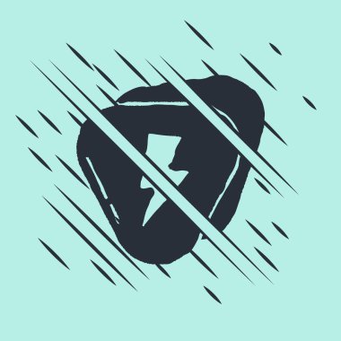 Siyah Gitar Seçme simgesi yeşil arkaplanda izole edildi. Müzik aleti. Arıza tarzı. Vektör İllüstrasyonu