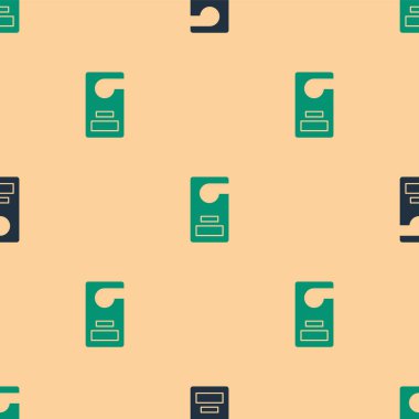 Yeşil ve siyah lütfen bej arkaplandaki izole edilmiş ikonu rahatsız etmeyin. Otel Kapısı Askısı Etiketleri. Vektör İllüstrasyonu