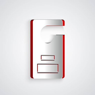 Kağıt kesiği Lütfen gri arkaplanda izole edilmiş simgeyi rahatsız etmeyin. Otel Kapısı Askısı Etiketleri. Kağıt sanatı tarzı. Vektör İllüstrasyonu