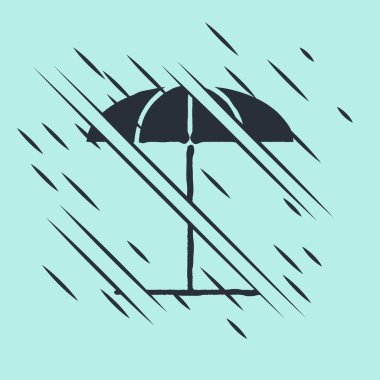 Yeşil arka planda izole edilmiş plaj ikonu için Kara Güneş koruyucu şemsiye. Açık alan için büyük bir şemsiye. Plaj şemsiyesi Arıza tarzı. Vektör İllüstrasyonu