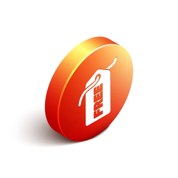 碑文と等価価格タグ白の背景に隔離された無料のアイコン 価格のバッジ プロモーションタグ割引 オレンジ色の丸ボタン ベクターイラスト — ストックベクタ