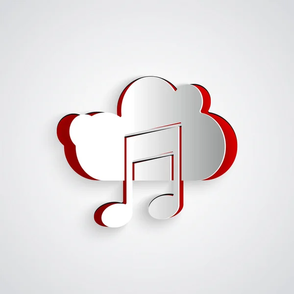 Paper Cut Icône Service Streaming Musique Isolée Sur Fond Gris — Image vectorielle