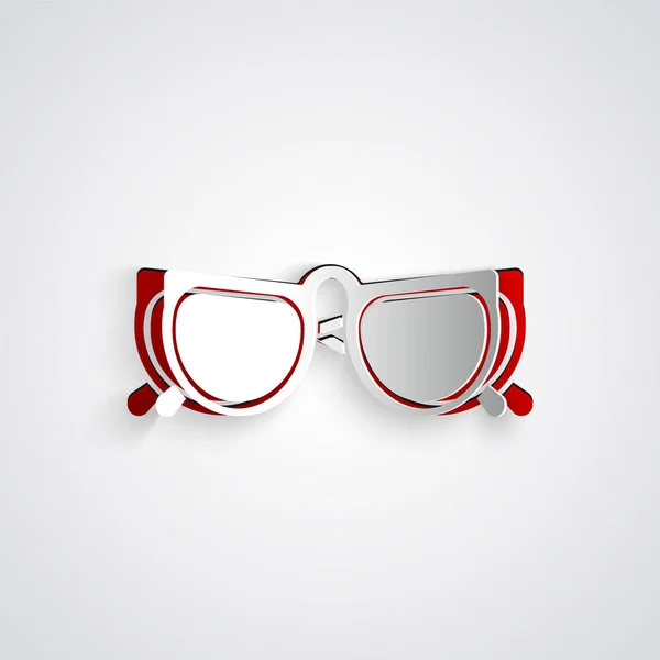 Papiergeschnittene Gläser Ikone Isoliert Auf Grauem Hintergrund Brillengestell Symbol Papierkunst — Stockvektor