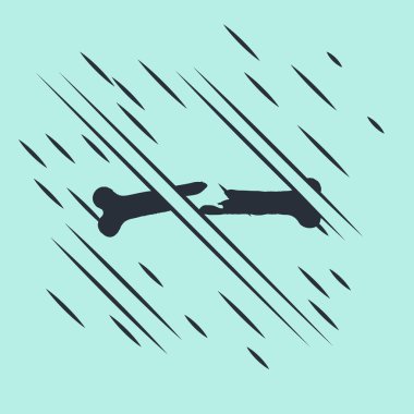 Siyah insan kırık kemik ikonu yeşil arka planda izole edilmiş. Arıza tarzı. Vektör İllüstrasyonu