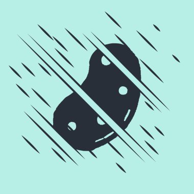 Siyah Patates simgesi yeşil arkaplanda izole edildi. Arıza tarzı. Vektör İllüstrasyonu