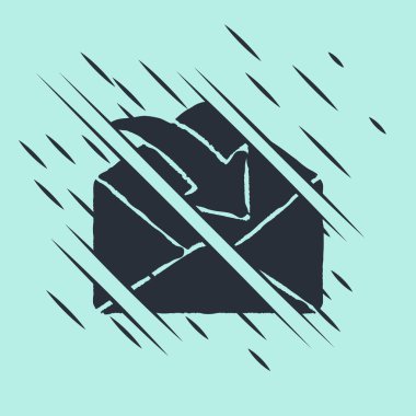 Yeşil arkaplanda siyah zarf simgesi izole edildi. Mesaj konsepti alındı. Yeni, e-posta gelen mesaj, SMS. Posta servisi. Arıza tarzı. Vektör İllüstrasyonu