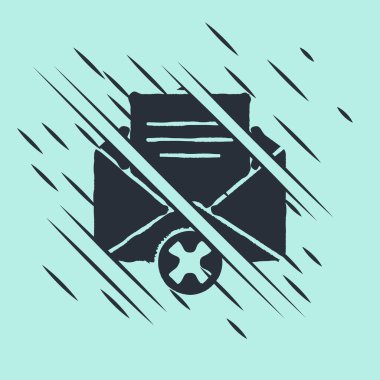 Yeşil arkaplanda siyah silme simgesi izole edildi. Sil ya da hata mektubu. Mesajı geç. Reddedilmiş posta. Arıza tarzı. Vektör İllüstrasyonu