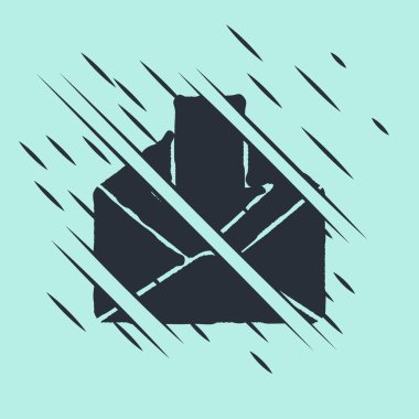 Yeşil arkaplanda siyah zarf simgesi izole edildi. Mesaj konsepti alındı. Yeni, e-posta gelen mesaj, SMS. Posta servisi. Arıza tarzı. Vektör İllüstrasyonu