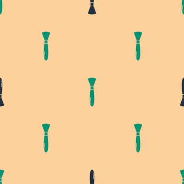 Yeşil ve siyah boya fırçası ikonu bej arka planda izole edilmiş pürüzsüz desen. Vektör İllüstrasyonu