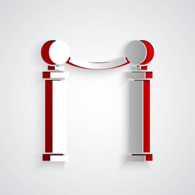 Kağıt kesiği, gri arkaplanda izole edilmiş resim simgesi sergisi. Resim galerisi. Kağıt sanatı tarzı. Vektör İllüstrasyonu