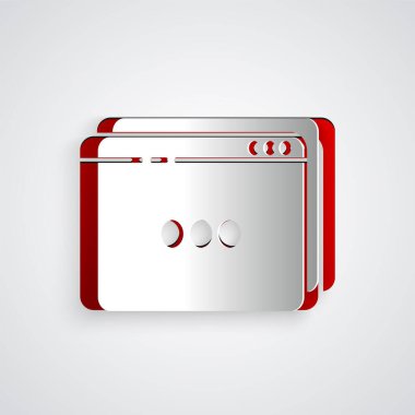 Kağıt kesimi web sitesi şablon simgesi gri arkaplanda izole edildi. İnternet iletişim protokolü. Kağıt sanatı tarzı. Vektör İllüstrasyonu