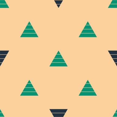 Yeşil ve siyah İş Piramidi grafikleri bilgi ikonu bej arka planda izole edilmiş pürüzsüz desen. Piramitsel aşamalar grafik elementleri. Vektör İllüstrasyonu