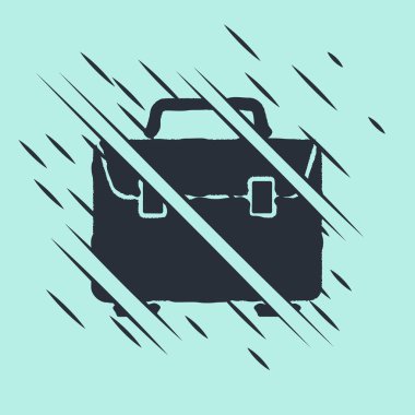 Yeşil arkaplanda siyah evrak çantası simgesi izole edildi. İş ilanı. İş portföyü. Arıza tarzı. Vektör İllüstrasyonu