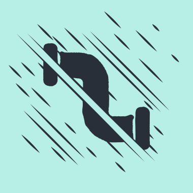 Siyah Endüstri metalik boru ikonu yeşil arka planda izole edildi. Tesisat boru hattının farklı şekillerde parçaları. Arıza tarzı. Vektör İllüstrasyonu