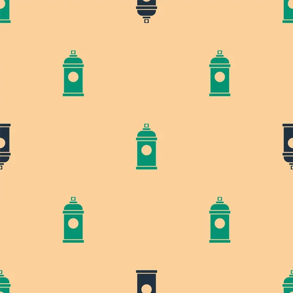 Зеленый Черный Спрей Краски Иконка Изолированный Бесшовный Узор Бежевом Фоне — стоковый вектор