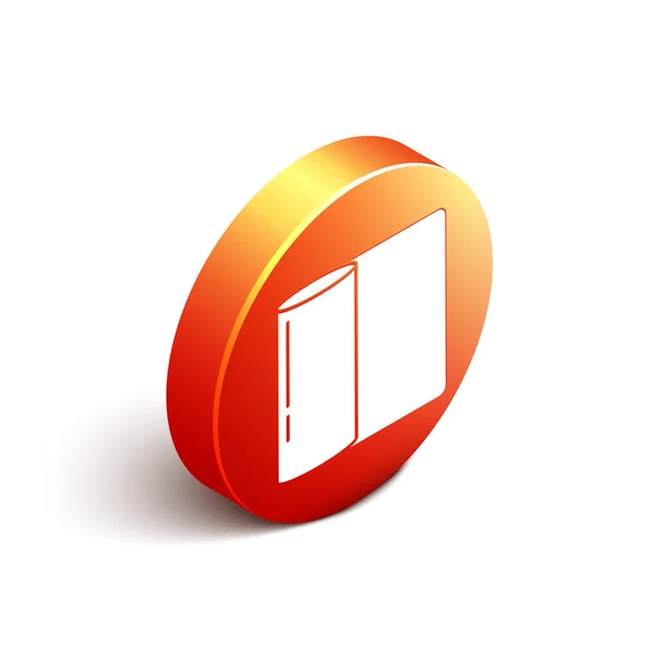Isometrische Papierhandtuchrolle Symbol Isoliert Auf Weißem Hintergrund Orangefarbener Kreis Vektorillustration — Stockvektor