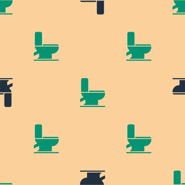 Icône Cuvette Toilette Verte Noire Motif Isolé Sans Couture Sur — Image vectorielle