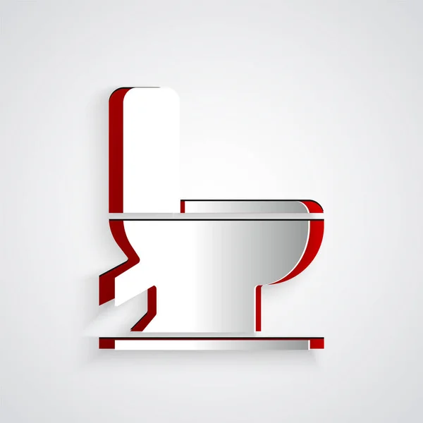 Paper Cut Toilet Bowl Icon Isolated Grey Background Paper Art — Stock Vector