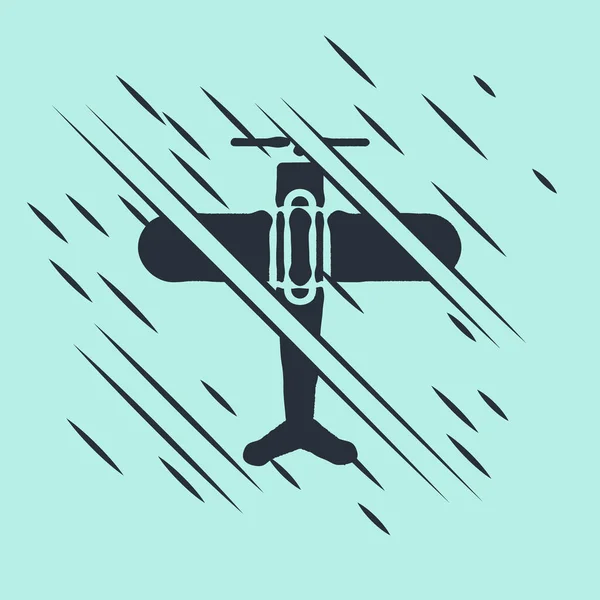 Ikona Černá Rovina Izolovaná Zeleném Pozadí Ikona Létajícího Letadla Letecká — Stockový vektor