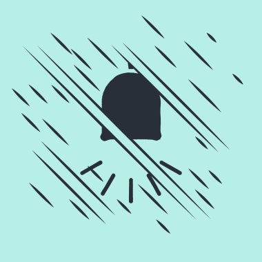 Yeşil arkaplanda siyah zil simgesi izole edildi. Yangın alarmı. Servis zili, el zili işareti, uyarı sembolü. Arıza tarzı. Vektör İllüstrasyonu