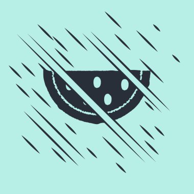 Yeşil arkaplanda siyah karpuz simgesi izole edildi. Arıza tarzı. Vektör İllüstrasyonu