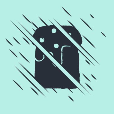 Yeşil arkaplanda siyah paskalya pastası simgesi var. Mutlu Paskalyalar. Arıza tarzı. Vektör İllüstrasyonu