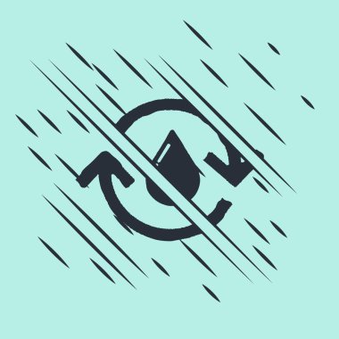 Yeşil arkaplanda izole edilmiş siyah geri dönüşüm temiz aqua simgesi. İşaret geri dönüşümlü bir damla su. Arıza tarzı. Vektör İllüstrasyonu